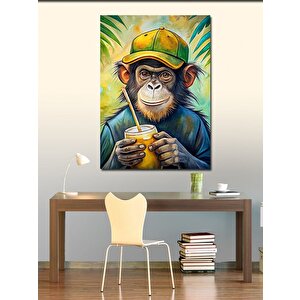 Kanvas Tablo Meyve Suyu İçen Maymun 70x100 cm