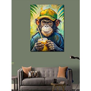Kanvas Tablo Meyve Suyu İçen Maymun 70x100 cm