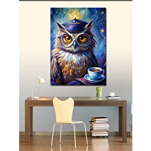 Kanvas Tablo Kahve İçen Baykuş 50x70 cm
