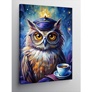 Kanvas Tablo Kahve İçen Baykuş 70x100 cm
