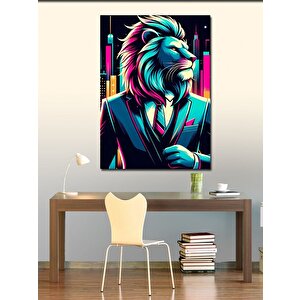 Kanvas Tablo Neon Aslan 100x140 cm
