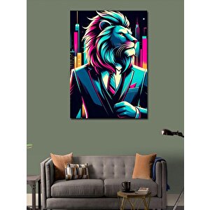 Kanvas Tablo Neon Aslan 100x140 cm