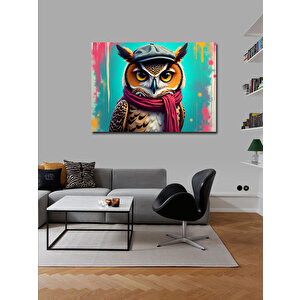 Kanvas Tablo Atkılı Baykuş Çizimi 50x70 cm