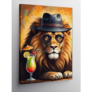 Kanvas Tablo Şapkalı Aslan 50x70 cm