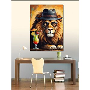 Kanvas Tablo Şapkalı Aslan 50x70 cm