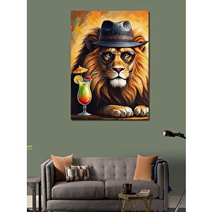 Kanvas Tablo Şapkalı Aslan 50x70 cm