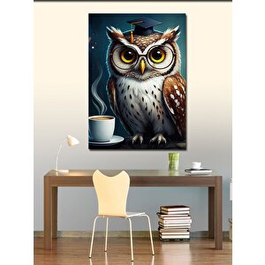 Kanvas Tablo Kahve İçen Baykuş 70x100 cm