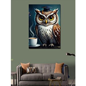 Kanvas Tablo Kahve İçen Baykuş 70x100 cm