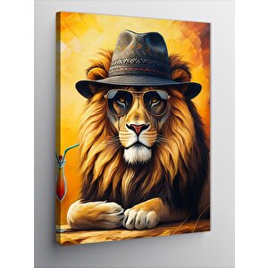 Kanvas Tablo Şapkalı Aslan 50x70 cm