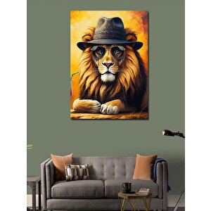 Kanvas Tablo Şapkalı Aslan 50x70 cm