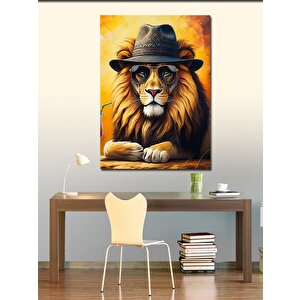 Kanvas Tablo Şapkalı Aslan 70x100 cm