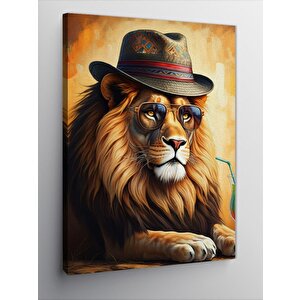Kanvas Tablo Şapkalı Aslan 50x70 cm