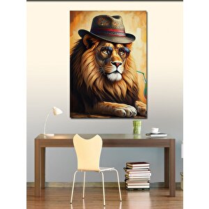 Kanvas Tablo Şapkalı Aslan 50x70 cm
