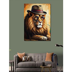 Kanvas Tablo Şapkalı Aslan 70x100 cm