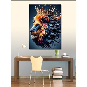 Kanvas Tablo Taçlı Aslan 50x70 cm