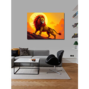 Kanvas Tablo Gün Batımında Aslan 100x140 cm