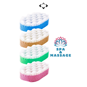 Spa & Massage Duş Banyo Süngeri 4 Adet Vücut Süngeri Hassas Ten Süngeri Deri Temizleyici Sünger