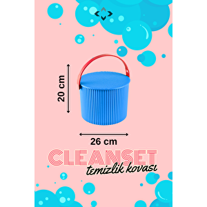 Cleanset İkili Temizlik Kovası Yuvarlak Kare Kova - Çöp Kutusu - Temizlik Kovası Oyuncak Kutusu