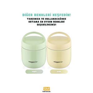 Vagonlife Bento 1200ml Lunchbox Yeni Koleksiyon 1 Kaseli 4-6saat Termos Özellikli Çelik Sefertası Yemek Kutusu Yeşil
