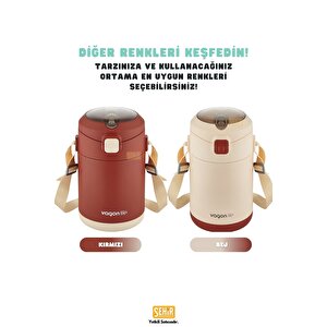 Vagonlife Bento 1800ml Lunchbox Yeni Koleksiyon 2 Kaseli 4-6saat Termos Özellikli Çelik Sefertası Yemek Kutusu Bej