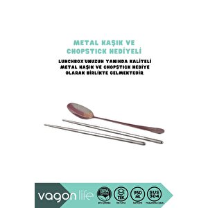 Bento 620ml Lunchbox Yeni Koleksiyon Tek Katlı 3 Bölmeli Çelik Sefer Tası Yemek Kutusu Pembe