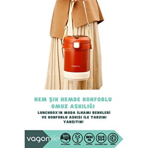 Vagonlife Bento 1800ml Lunchbox Yeni Koleksiyon 2 Kaseli 4-6saat Termos Özellikli Çelik Sefertası Yemek Kutusu Kırmızı