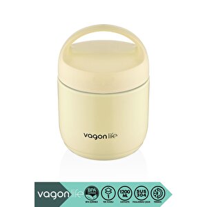 Bento 1200ml Lunchbox Yeni Koleksiyon 1 Kaseli 4-6saat Termos Özellikli Çelik Sefertası Yemek Kutusu Sarı