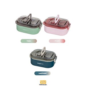 Vagonlife Bento 550ml Lunchbox Yeni Koleksiyon Tek Katlı Bölmesiz Çelik Sefer Tası Yemek Kutusu Pembe
