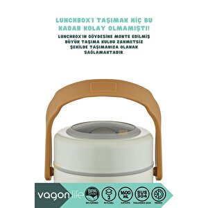 Vagonlife Bento 1600ml Lunchbox Yeni Koleksiyon 2 Kaseli 4-6saat Termos Özellikli Çelik Sefertası Yemek Kutusu Beyaz