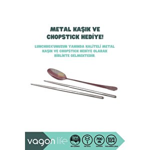 Bento 700ml Lunchbox Yeni Koleksiyon Tek Katlı 2 Bölmeli Çelik Sefer Tası Yemek Kutusu Pembe