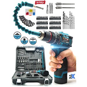 Germany Style Alman Ms-84 Pro-es Kömürsüz Darbeli 84 Parça Matkap Akülü Vidalama