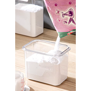 3 Adet Sızdırmaz Depolama Sıvı Toz Deterjan Erzak Saklama Kutusu- Ölçekli Deterjan Kutusu 1100 Ml