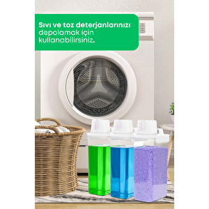 3 Adet Sızdırmaz Depolama Sıvı Toz Deterjan Erzak Saklama Kutusu- Ölçekli Deterjan Kutusu 2300 Ml