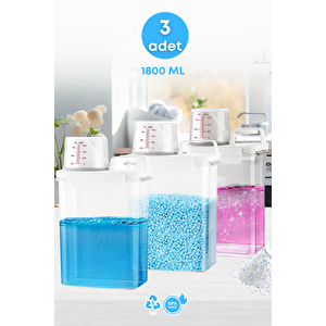 3 Adet Sızdırmaz Depolama Sıvı Toz Deterjan Erzak Saklama Kutusu- Ölçekli Deterjan Kutusu 1800 Ml