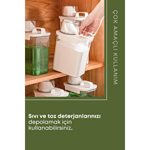 3 Adet Sızdırmaz Depolama Sıvı Toz Deterjan Erzak Saklama Kutusu- Ölçekli Deterjan Kutusu 1800 Ml