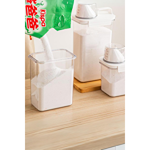 3 Adet Sızdırmaz Depolama Sıvı Toz Deterjan Erzak Saklama Kutusu- Ölçekli Deterjan Kutusu 1800 Ml