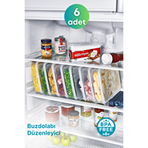 6 Adet Derin Dondurucu Buzluk Saklama Kabı Seti 2,3 Lt Şeffaf- Buzdolabı Düzenleyici