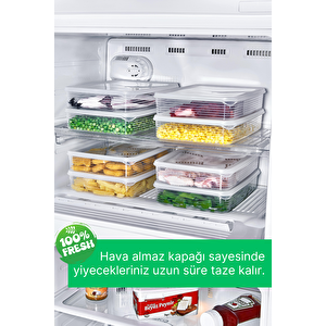 6 Adet Derin Dondurucu Buzluk Saklama Kabı Seti 2,3 Lt Şeffaf- Buzdolabı Düzenleyici