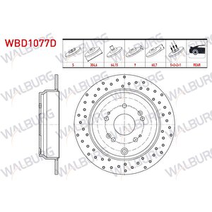 Fren Diski Arka Duz Performans Delikli 5 Bjn 304,6x9x64,15x60,7 Honda Cr-v Iv 1.6i Dtec - 2.0 - 2.2i 2012-2014/ Cr-v Iii 2.2i Ctdi - 2.0 I-vtec 2006-2012/ Cr-v Ii 2.0i 2002-2006