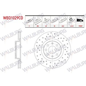 Fren Diski On Havali Kaplamali Performans Delikli 4 Bjn 284x22x60x43,2 Fiat G.punto 1.3 Mjt - 1.9 Mjt 2005-2012/ Opel Corsa D 1.3 Cdti - 1.2 - 1.4 2006-2014