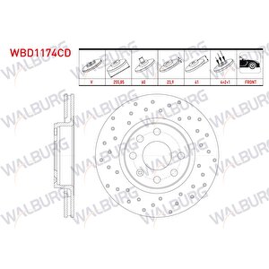 Fren Diski On Havali Kaplamali Performans Delikli 4 Bjn 255,85x23,9x60x41 Opel Vectra A 2.0 T 1988-1995