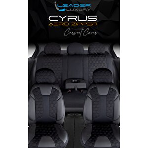 Lüx Deri Detaylı Oto Koltuk Kılıfı Ön Arka Takım Cyrus Si̇yah