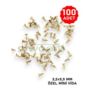 Mini Vida 2,2x5,5 Mm Sarı 100 Adet Ahşap Menteşe Kilit Hobi Vidası