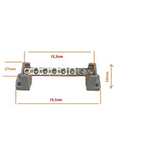 6 Vidalı Vidalı Faz Nötr Barası, Ayaklı 2 Mm, 160 Amper