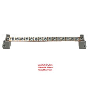 15 Vidalı Vidalı Faz Nötr Barası, Ayaklı 2 Mm, 160 Amper