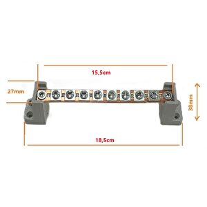 8 Vidalı Vidalı Faz Nötr Barası, Ayaklı 2 Mm, 160 Amper