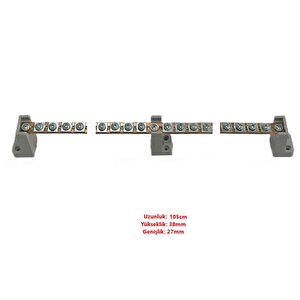 60 Vidalı Vidalı Faz Nötr Barası, Ayaklı 2 Mm 1 Metre, 160 Amper