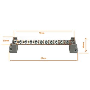 10 Vidalı Vidalı Faz Nötr Barası, Ayaklı 2 Mm, 160 Amper