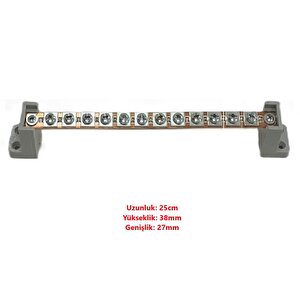 12 Vidalı Faz Nötr Barası, Ayaklı 15x1,5 Mm, 125 Amper