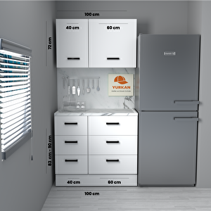 100 Cm Mdf Mutfak Dolabı Yrkn 100 28 Mermerit + Montaj + Nakliye Dahil